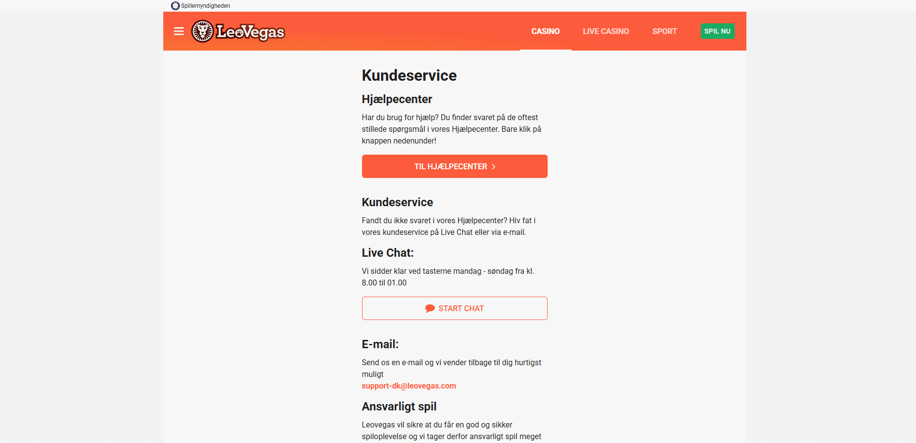 LeoVegas kundeservice